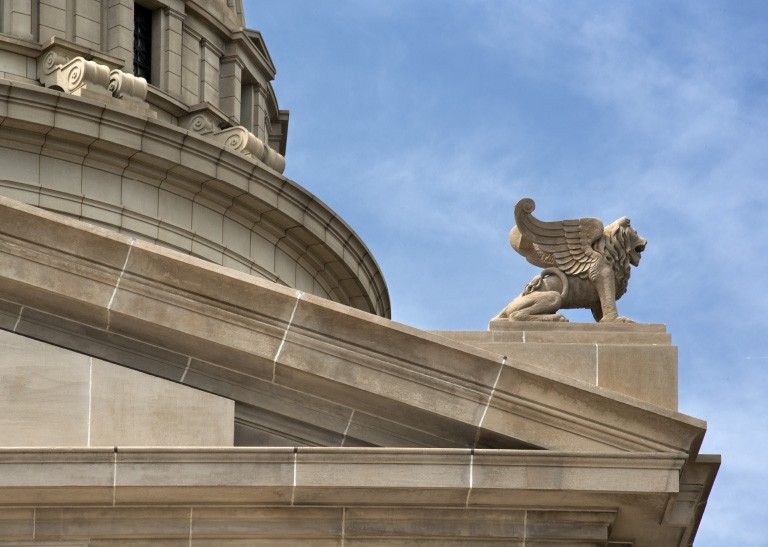 Winged lion statue